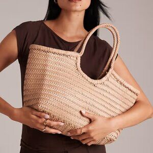 Dragon Diffusion nantucket woven basket bag in sand